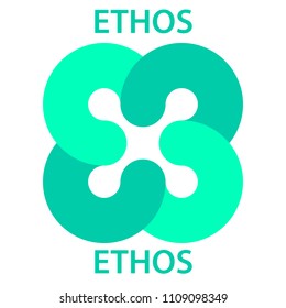 Ethos Coin cryptocurrency blockchain icon. Virtual electronic, internet money or cryptocoin symbol, logo