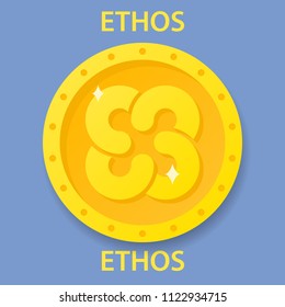 Ethos Coin cryptocurrency blockchain icon. Virtual electronic, internet money or cryptocoin symbol, logo