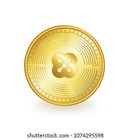 Ethos Cryptocurrency Gold Coin Isolated