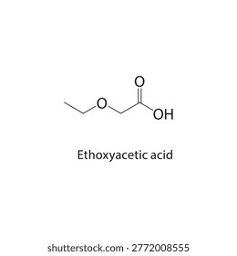 Ethoxyacetic acid skeletal structure. carboxylic acid compound schematic illustration. Simple diagram, chemical formula.