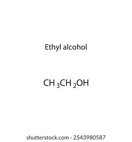 Diagrama da estrutura esquelética do álcool etílico.Molécula orgânica composta molécula ilustração científica.