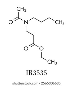 Ethyl butylacetylaminopropionate (IR3535) insect repellent molecule. Skeletal formula.