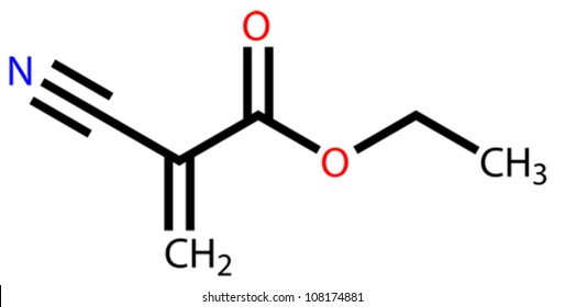 Ethyl Cyanoacrylate, An Instant Glue. Structural Formula