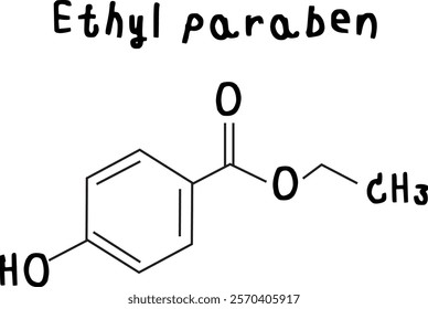 Ethyl paraben,chemical structure of Ethyl paraben illustration on transparency background