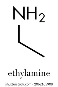 Ethylamine organic base molecule. Skeletal formula.