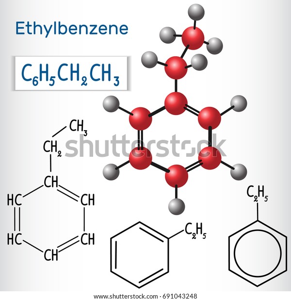 Ethylbenzene Molecule Structural Chemical Formula Model Stock Vector Royalty Free 691043248