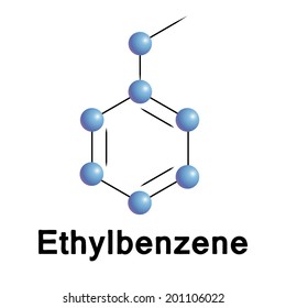 Ethylbenzene Molecule Structure, Vector.