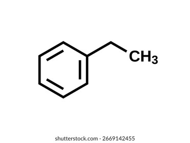 Ethylbenzene structural formula, vector illustration
