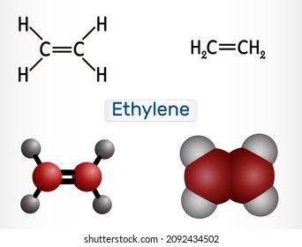 Ethylene Ethane C2h4 Molecule Organic Compound Stock Vector (Royalty ...