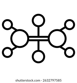 Icono de molécula de etileno Vector de contorno en blanco y negro