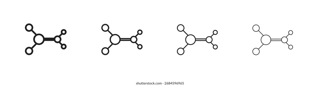 Ethylene molecule icons. thin line symbols in strokes