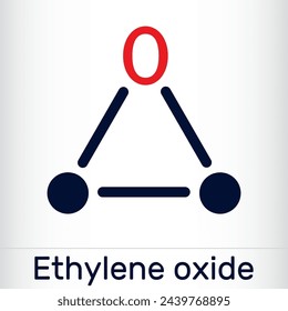 Ethylene oxide, oxirane C2H4O molecule. Skeletal chemical formula. Vector illustration