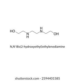 N,N’-Bis(2-hydroxyethyl)- ethylenediamine skeletal structure .Amino acid derivative compound schematic illustration. Simple diagram, chemical formula.