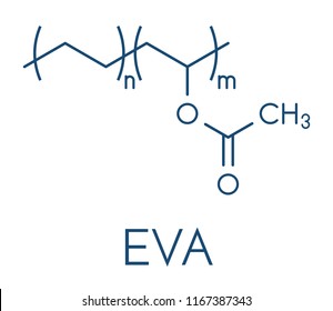 Ethylene-vinyl acetate (EVA) copolymer, chemical structure. Skeletal formula.