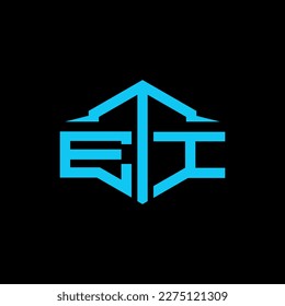 ETI Letter Logo Design Vector. ETI monogram polygon building shape cut Logo.

