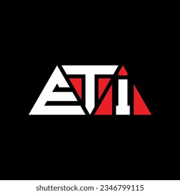 ETI triangle letter logo design with triangle shape. ETI triangle logo design monogram. ETI triangle vector logo template with red color. ETI triangular logo Simple, Elegant, and Luxurious design.