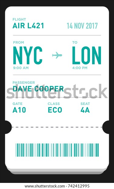 バーコードとeチケットまたは搭乗券カードテンプレート 航空券パスのデザイン Eps10 のベクター画像素材 ロイヤリティフリー
