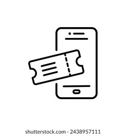eTicket-Symbol Dünnes lineares Ticket-Umriss-Symbol auf weißem Hintergrund aus der Marketing-Sammlung.