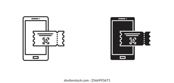 Eticket icons in outline and fill. vector illustration for ui.