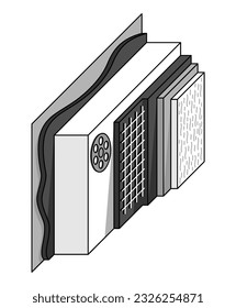 ETICS - Externes System zur thermischen Isolierung - Vektorgrafik in isometrischer Darstellung