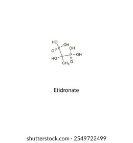 Etidronat flaches Skelett molekulare Struktur Bisphosphonat Medikament zur Behandlung von Osteoporose verwendet. Wissenschaftliches Vektorgrafik.