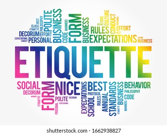 Etiquette Wort Cloud Collage, Sozialunternehmerkonzept auf Schwarz-Brett