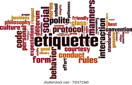 Etiquette word cloud concept. Vector illustration