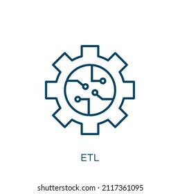 etl icon. Thin linear etl outline icon isolated on white background. Line vector etl sign, symbol for web and mobile
