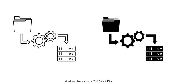 Etl icons in outline and fill. vector illustration for ui.