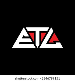 ETL triangle letter logo design with triangle shape. ETL triangle logo design monogram. ETL triangle vector logo template with red color. ETL triangular logo Simple, Elegant, and Luxurious design.