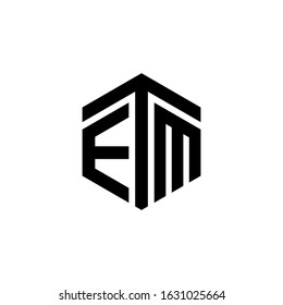 ETM Letter Logo Design polygon Monogram Icon Vector Template