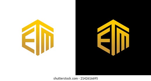 Design-Polygon des ETM-Letter-Logos Monogramm-Symbol, Vektor-Vorlage