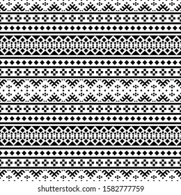 Etnic Pattern in black and white color. Pattern of traditional design. BW Tribal Aztec Pattern for border, background, frame, etc