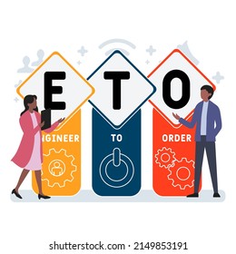 ETO - Engineer to Order acronym. business concept background. vector illustration concept with keywords and icons. lettering illustration with icons for web banner, flyer, landing pag