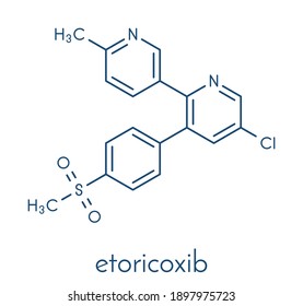 Etoricoxib drug molecule. Skeletal formula.