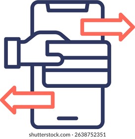 E-Transfer Icon Line Color Vector Illustration
