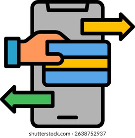 E-Transfer Icon Lineal Color Vector Illustration