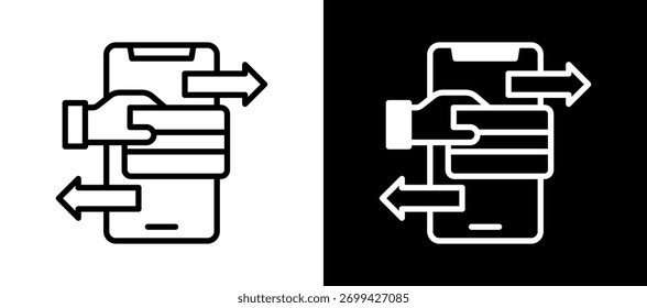 E-Transfer Icon blanco negro Ilustración vectorial