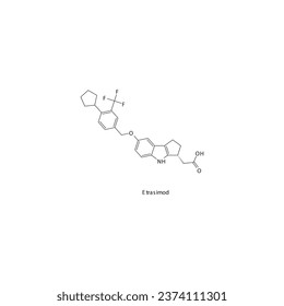 Estructura molecular esquelética plana de Etrasimod Fármaco modulador de receptores de fosfato fosínico-1 utilizado en el tratamiento de esclerosis múltiple. Ilustración vectorial.