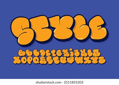 etro Bubble gum bold font design, alphabet, typeface, typography. Vector illustration Graffiti bubble shaped alphabet set.