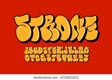 etro Bubble gum bold font design, alphabet, typeface, typography. Vector illustration Graffiti bubble shaped alphabet set.