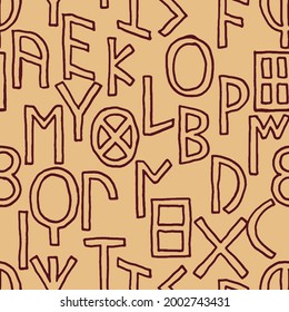 Etruscan Historical Alphabet Seamless Ornament