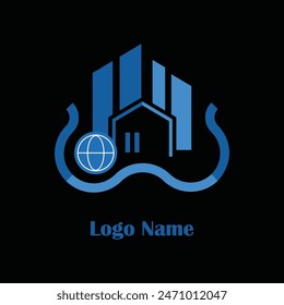 etter C investment Global Log Design. World Logtype Symbol Vector Template. concept blue logo black background.eps