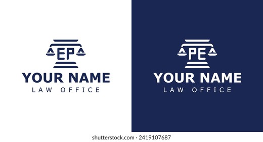 etters EP and PE Legal Logo, suitable for lawyer, legal, or justice with EP or PE initials