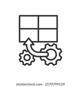 ETW logging, icon in line design. ETW logging, event tracing, Windows diagnostics, log analysis, system monitoring, telemetry data on white background vector. ETW logging editable stroke icon