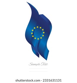 EU abstract flag logo icon. European Union 3d flag ribbon banner isolated on white background