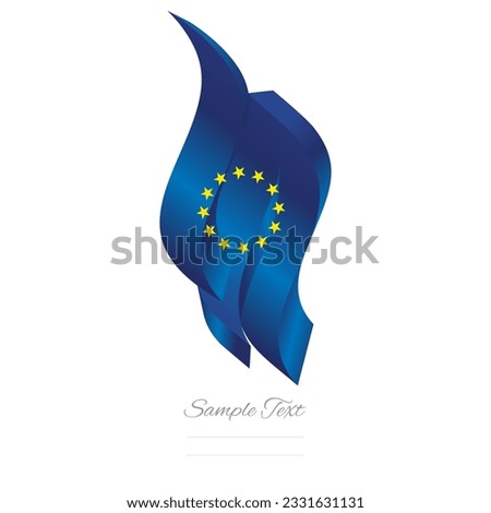 EU abstract flag logo icon. European Union 3d flag ribbon banner isolated on white background
