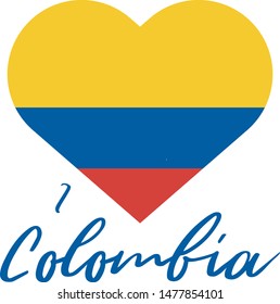 Eu amo a Colombia (I love Colombia in portuguese) vector illustration stamp