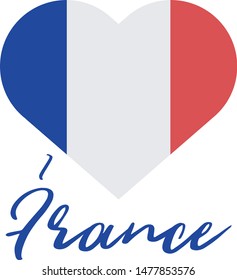 Eu amo a Franca (I love France in portuguese) vector illustration stamp