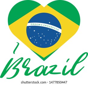 Eu amo o Brasil (I love Brazil in portuguese) vector illustration stamp